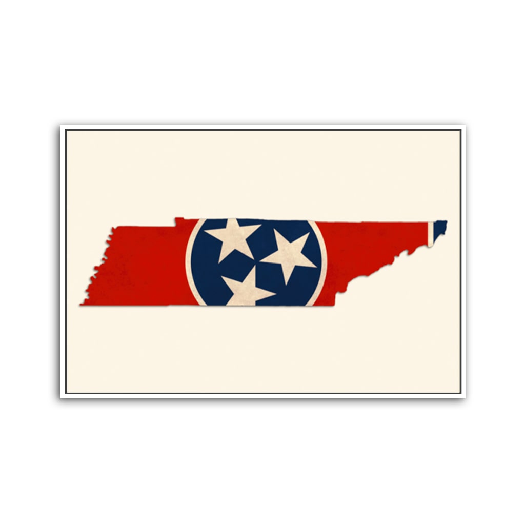 Distressed Tennessee Flag Silhouette Canvas Wall Art Print