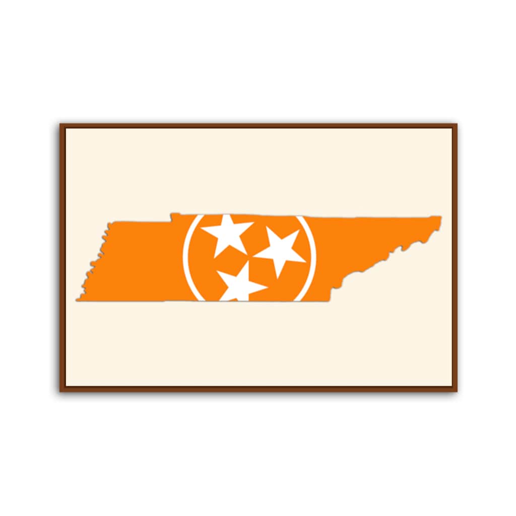 Orange & White Tennessee Flag Silhouette Canvas Wall Art Print