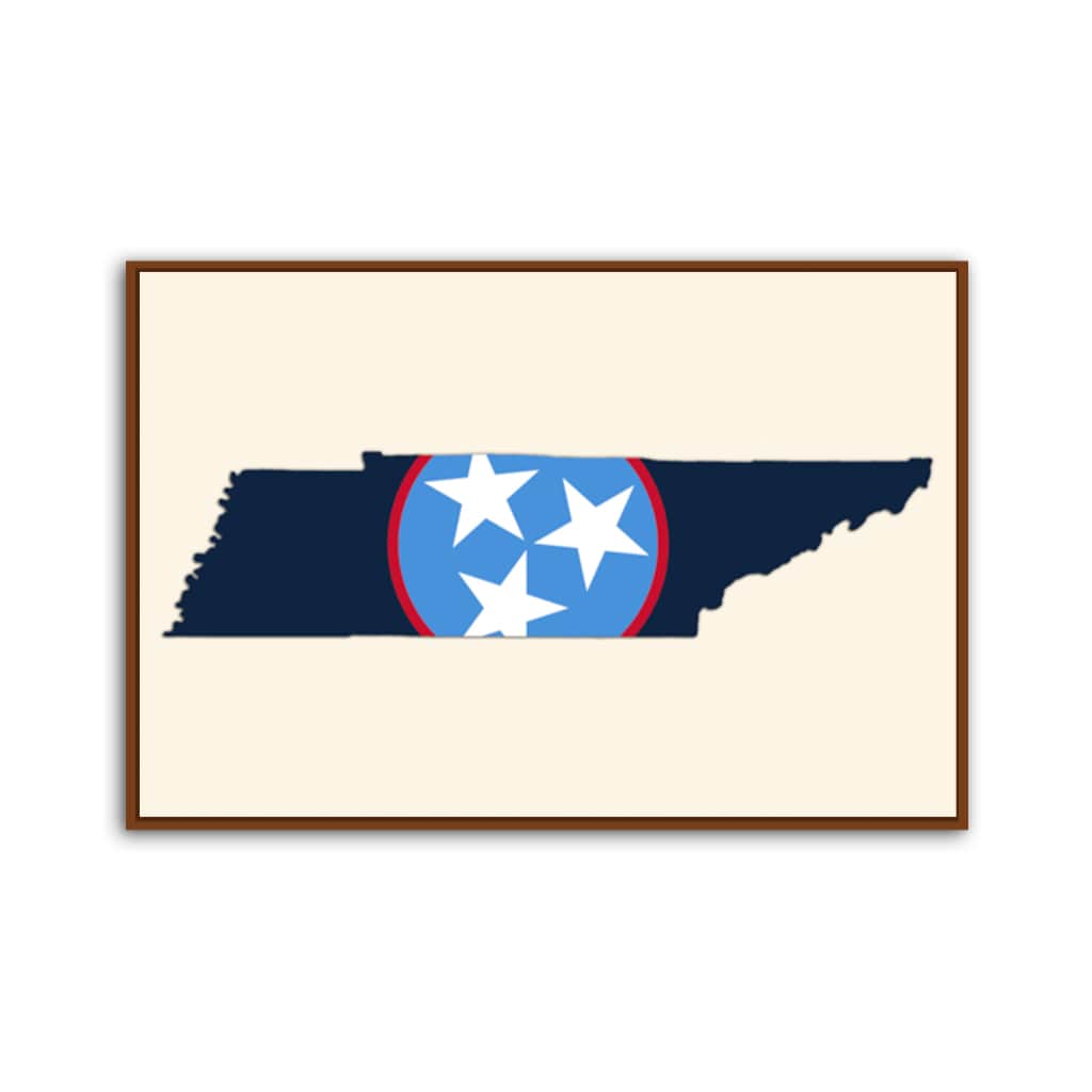 Navy & Teal Tennessee Flag Silhouette Canvas Wall Art Print