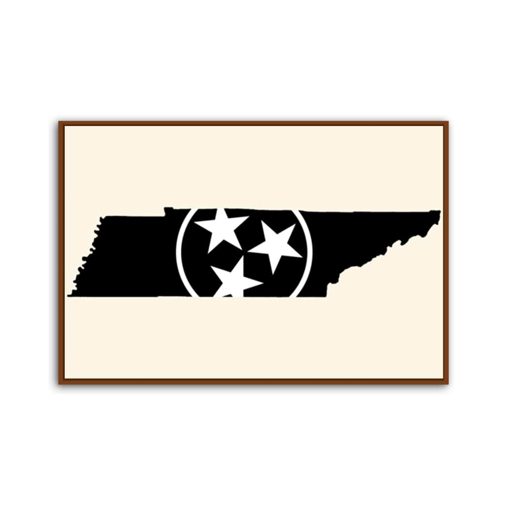 Black & White Tennessee Flag Silhouette Canvas Wall Art Print