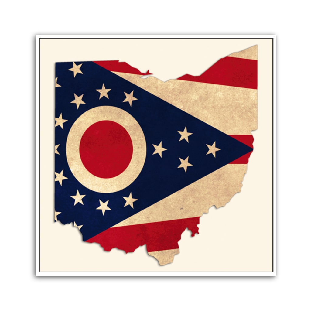 Distressed Ohio Flag Silhouette Canvas Wall Art Print