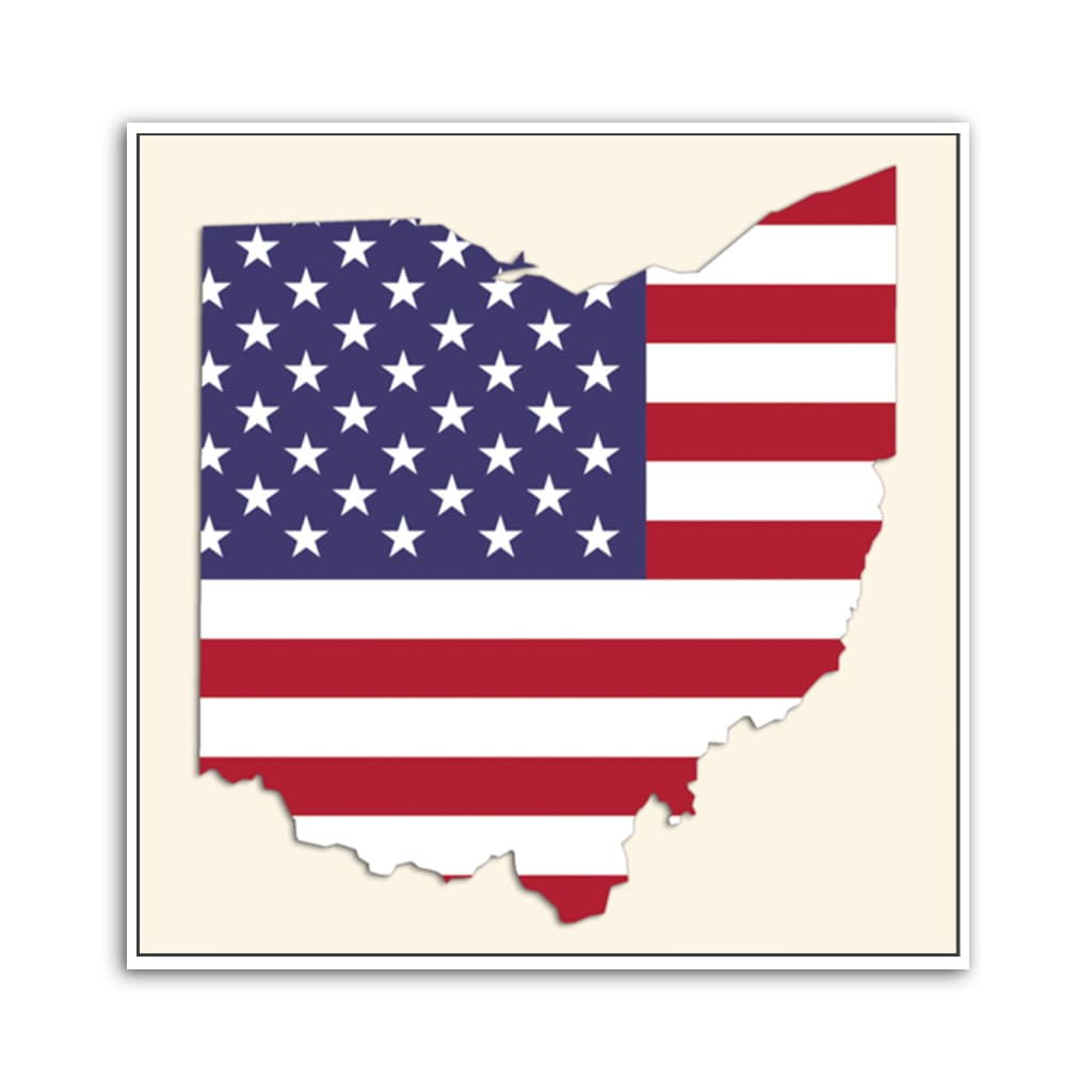 Ohio American Flag Silhouette Canvas Wall Art Print
