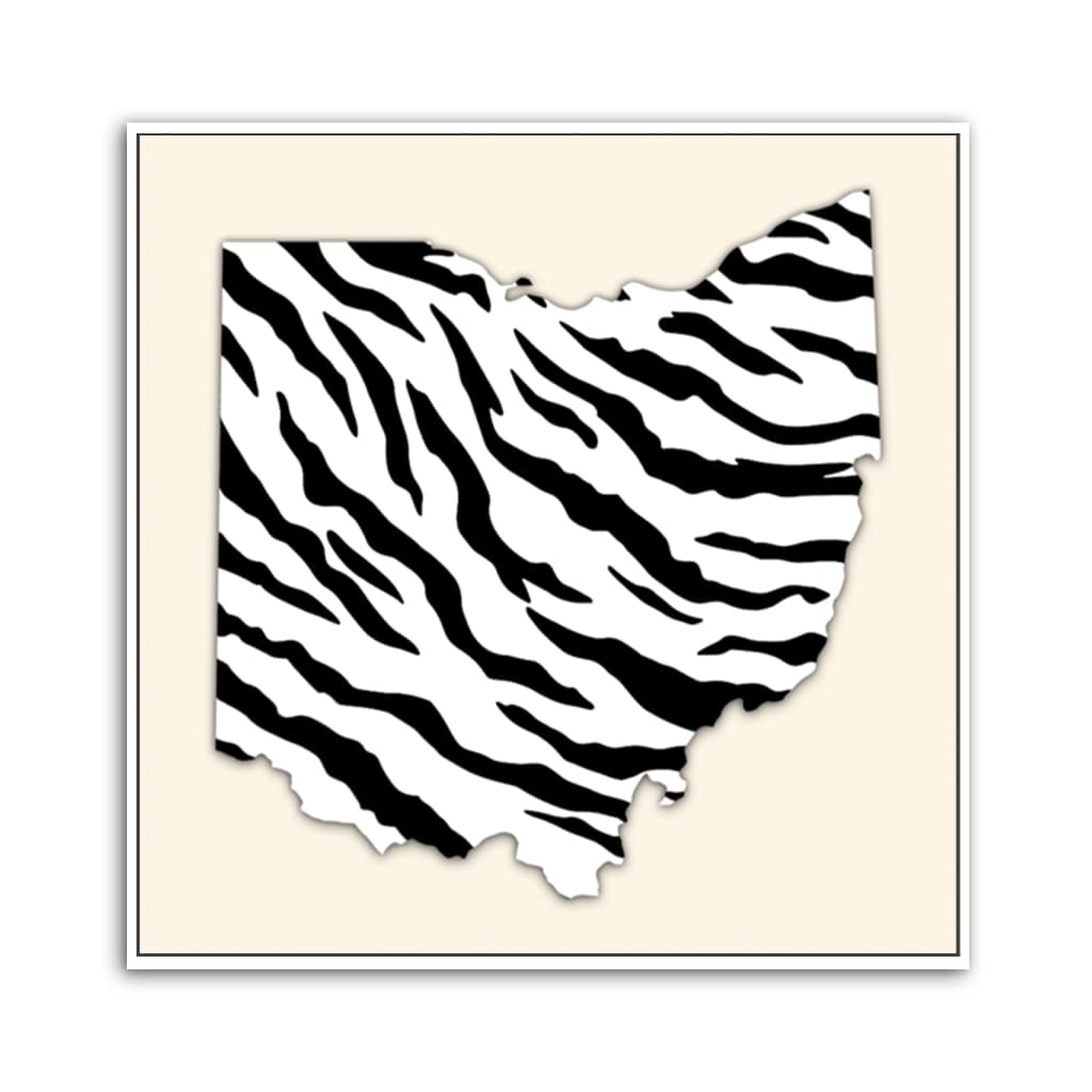 Ohio White Out Tiger Stripe Silhouette Canvas Wall Art Print
