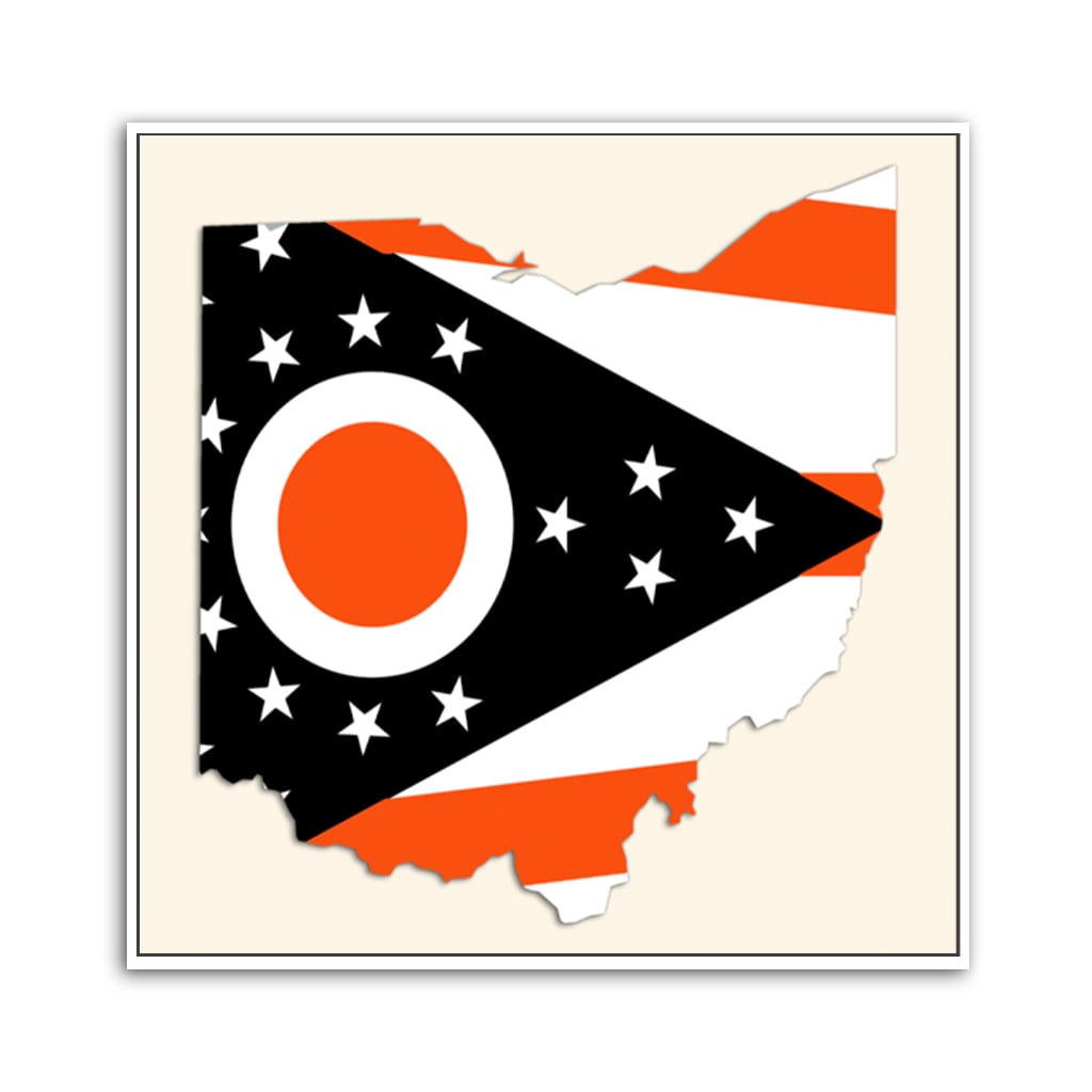 Brown and Orange Ohio Flag Silhouette Canvas Wall Art Print