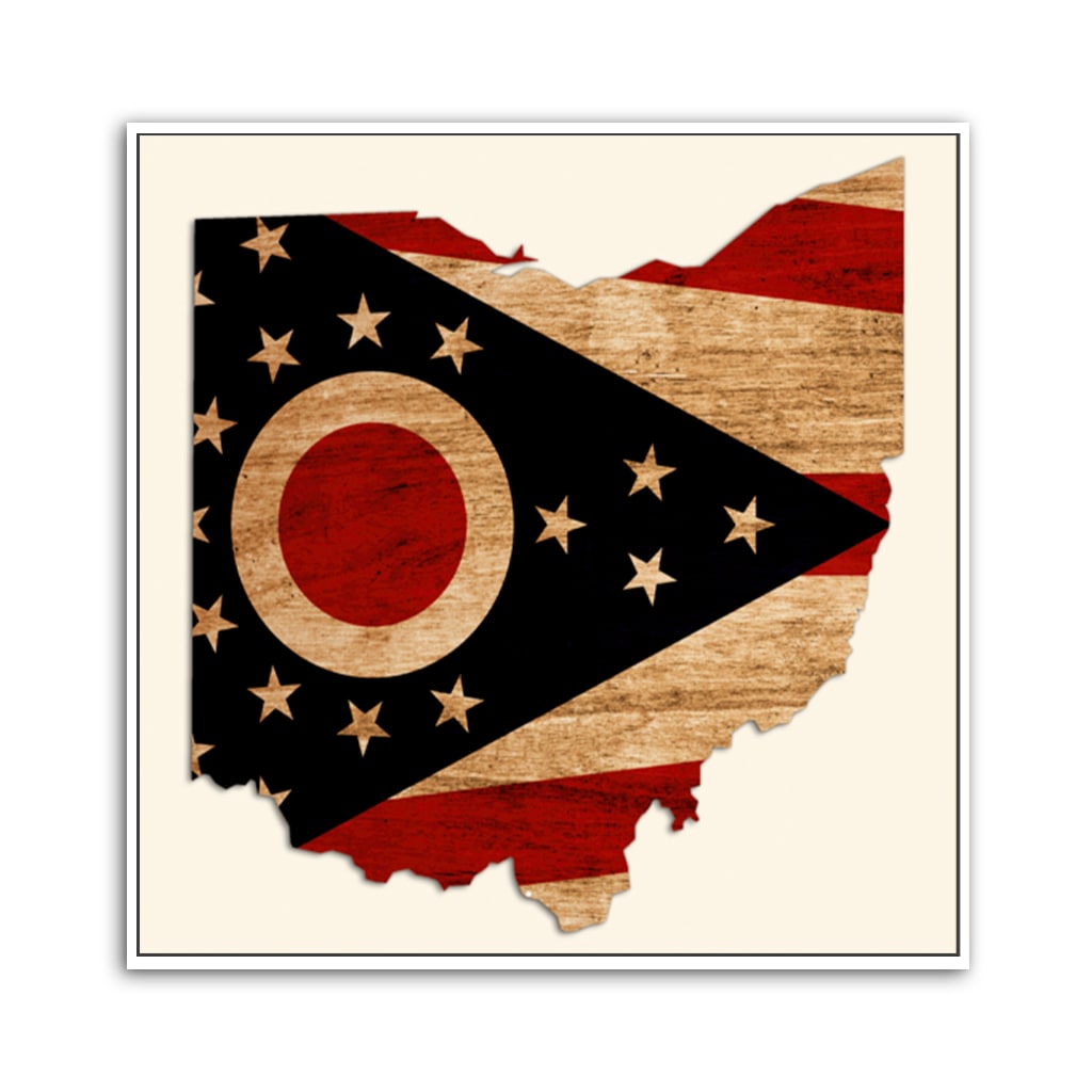Rustic Ohio Flag Silhouette Canvas Wall Art Print