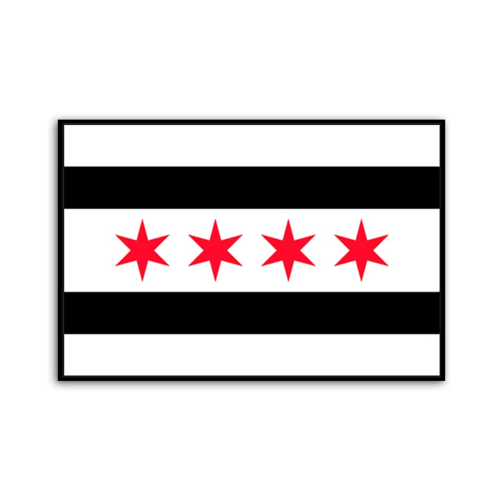 Black & Red Chicago Flag Canvas Wall Art Print