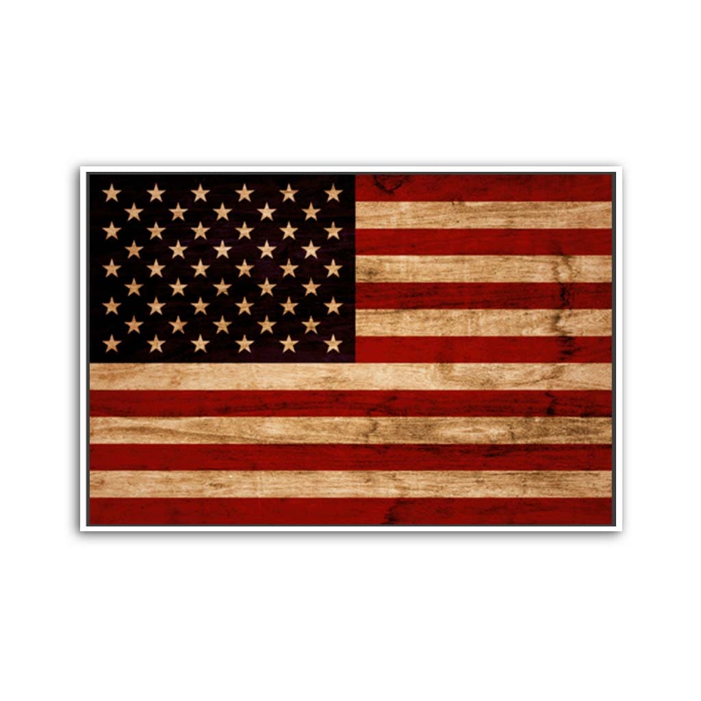 Rustic American Flag Canvas Wall Art Print