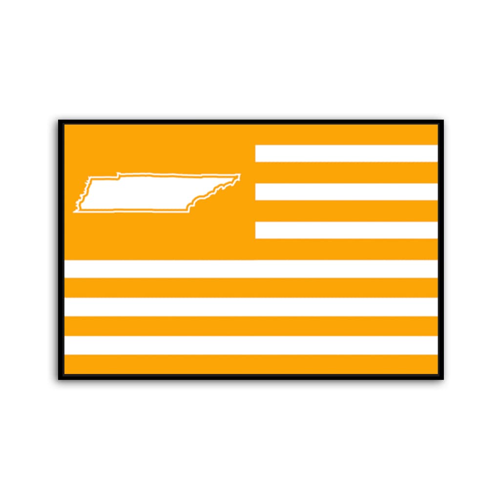 Orange and White Tennessee American Flag Canvas Wall Art Print