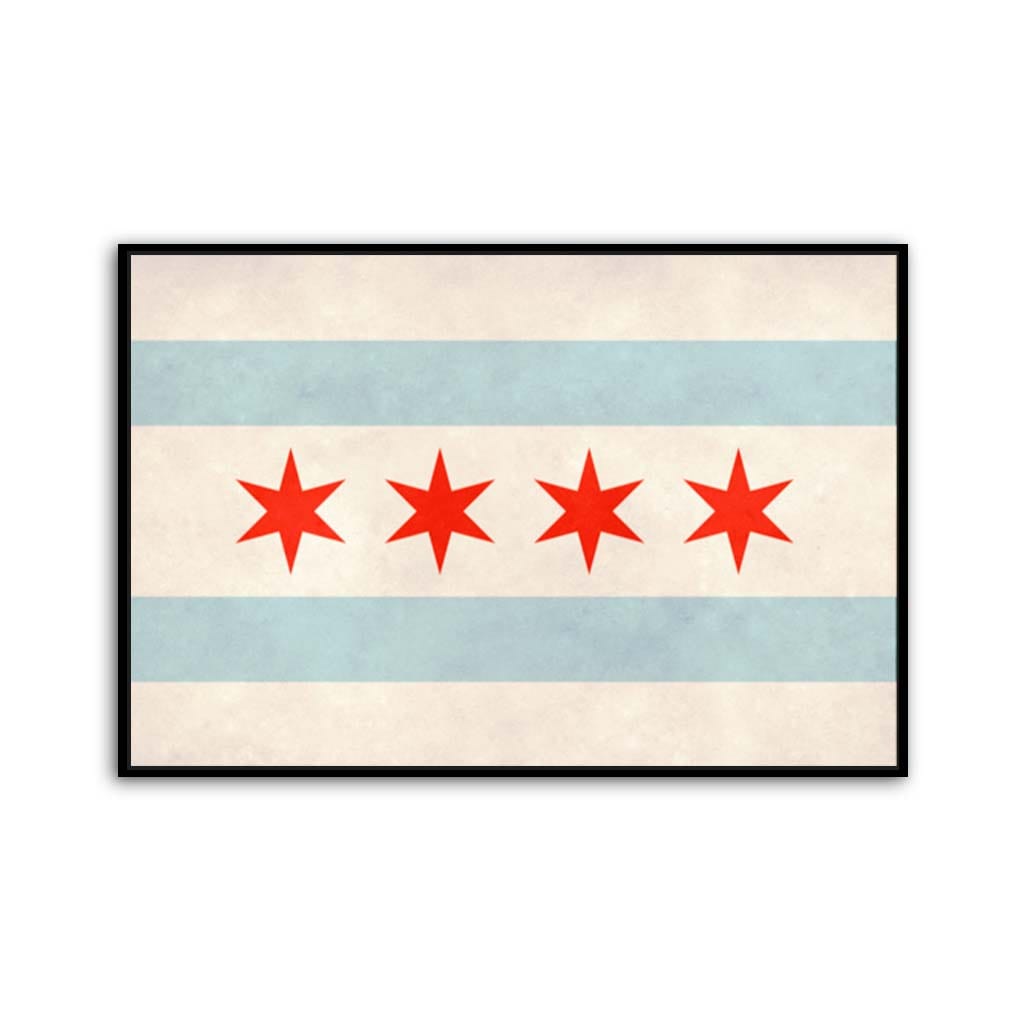 Distressed Chicago Flag Canvas Wall Art Print