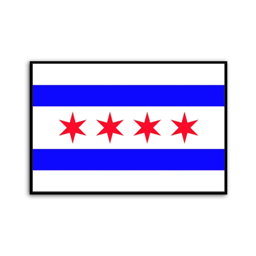 Blue & Red Chicago Flag Canvas Wall Art Print