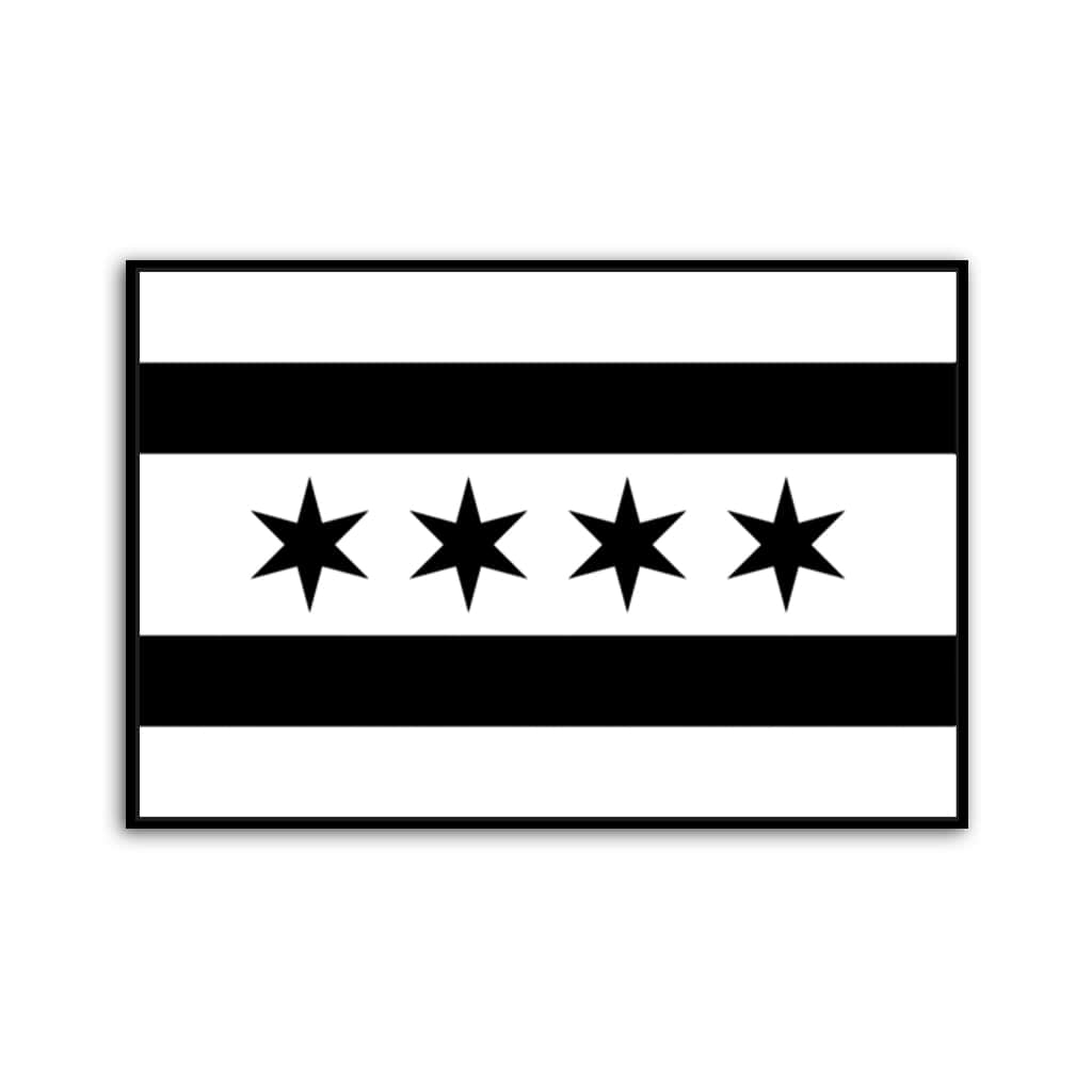Black & White Chicago Flag Canvas Wall Art Print
