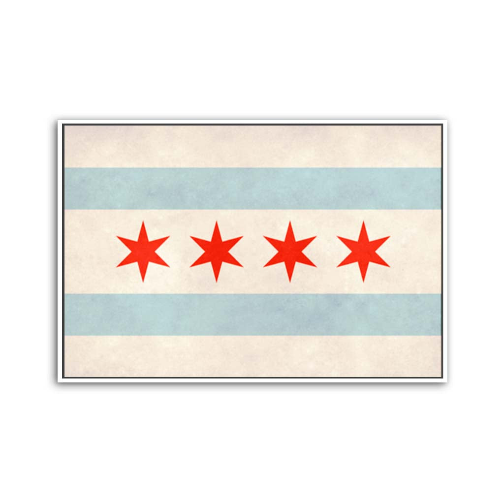 Distressed Chicago Flag Canvas Wall Art Print