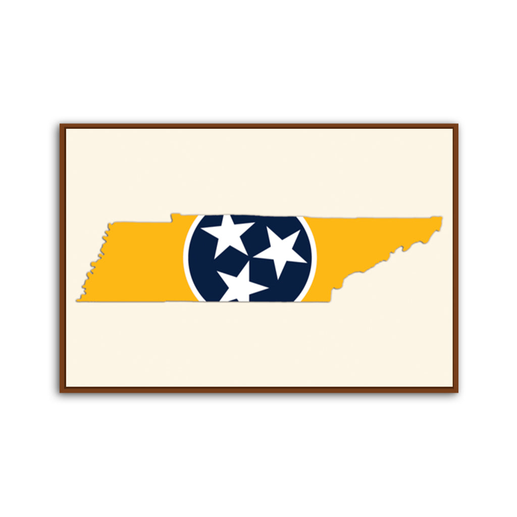 Navy & Gold Tennessee Flag Silhouette Canvas Wall Art Print