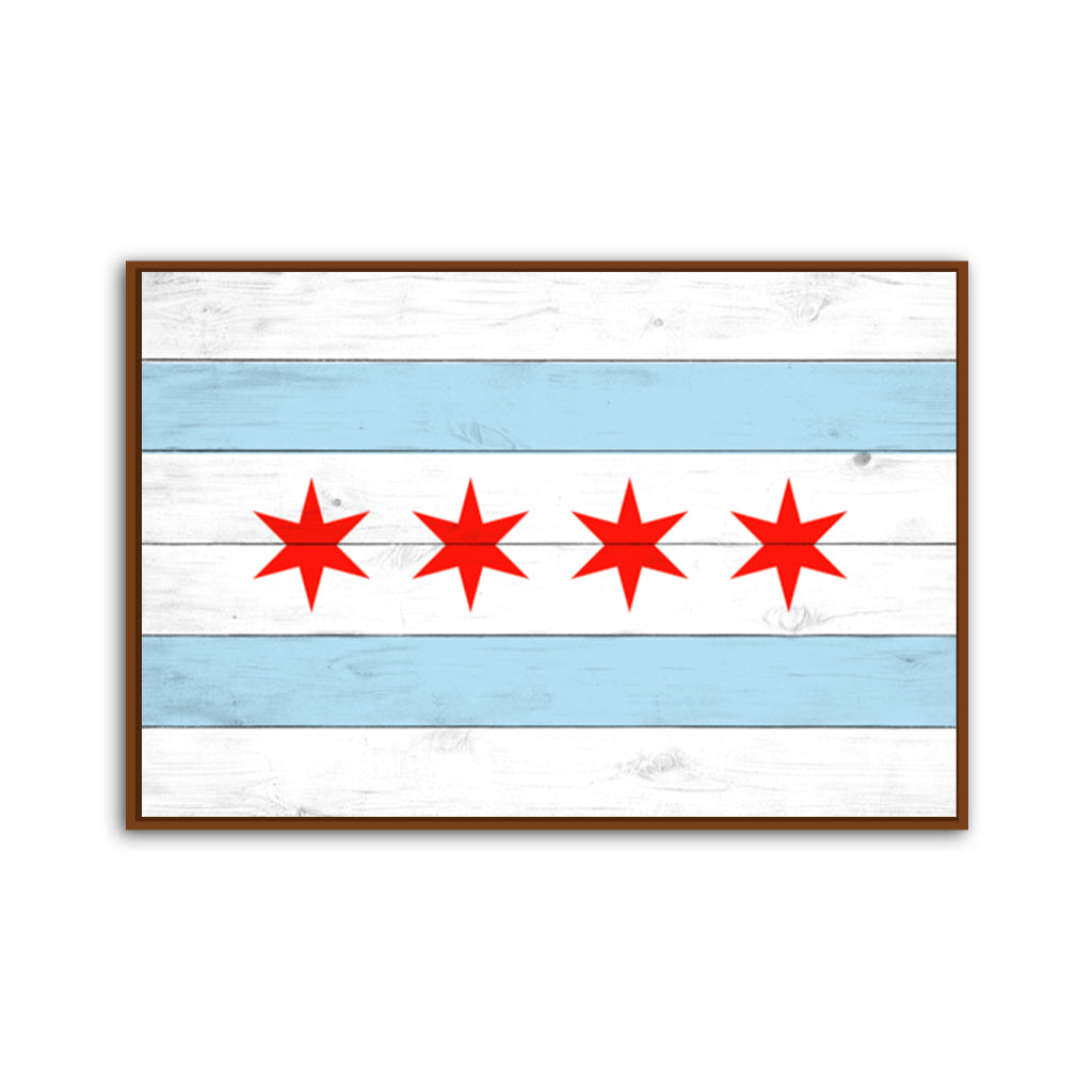 Wooden Blend Chicago Flag Canvas Wall Art Print