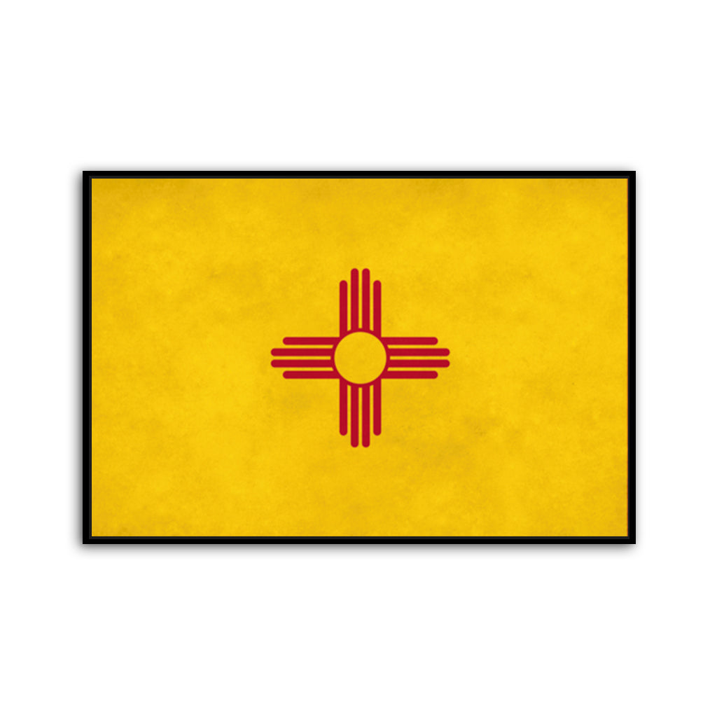 Distressed New Mexico Canvas Flag Art Print