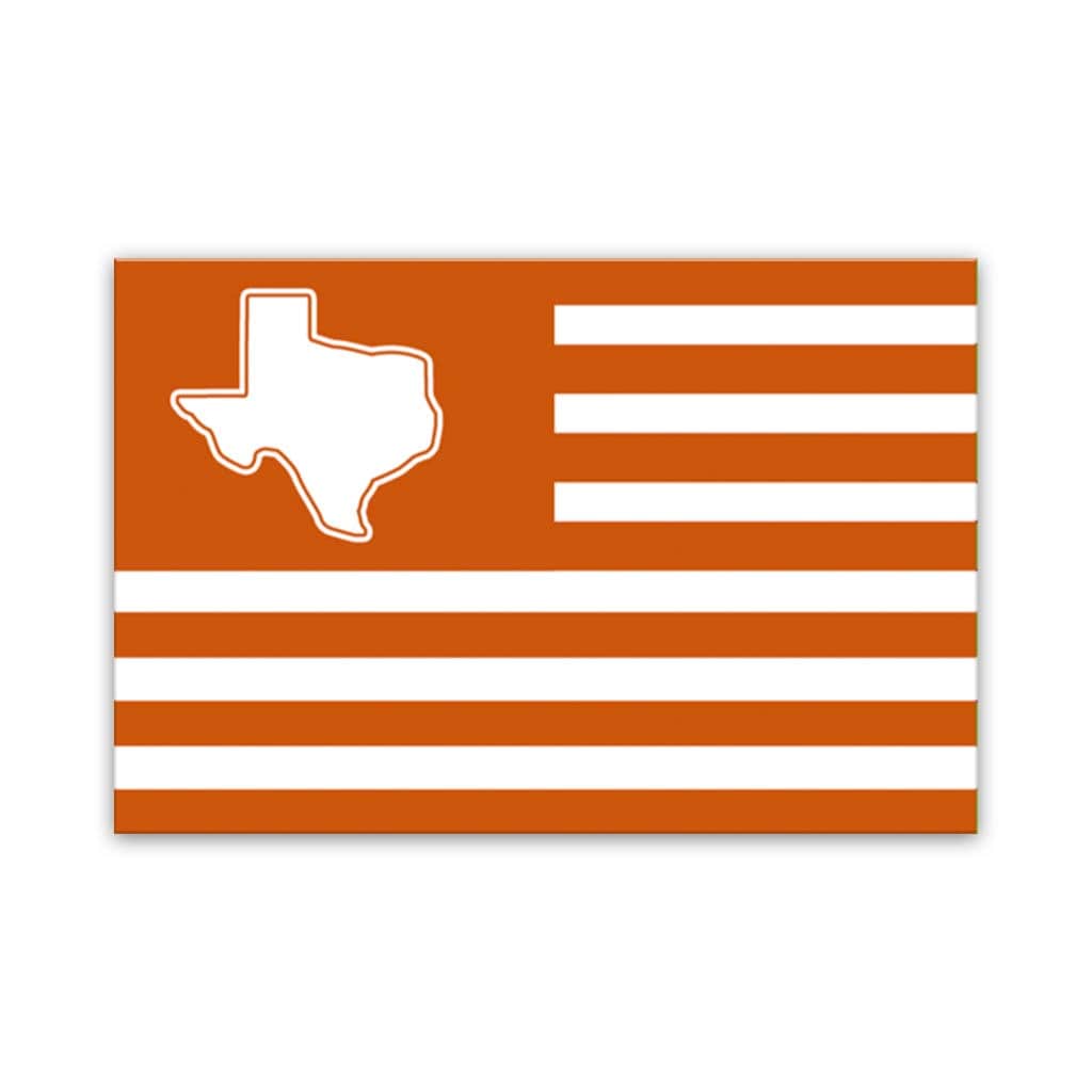 Burnt Orange and White Texas American Flag Canvas Wall Art Print