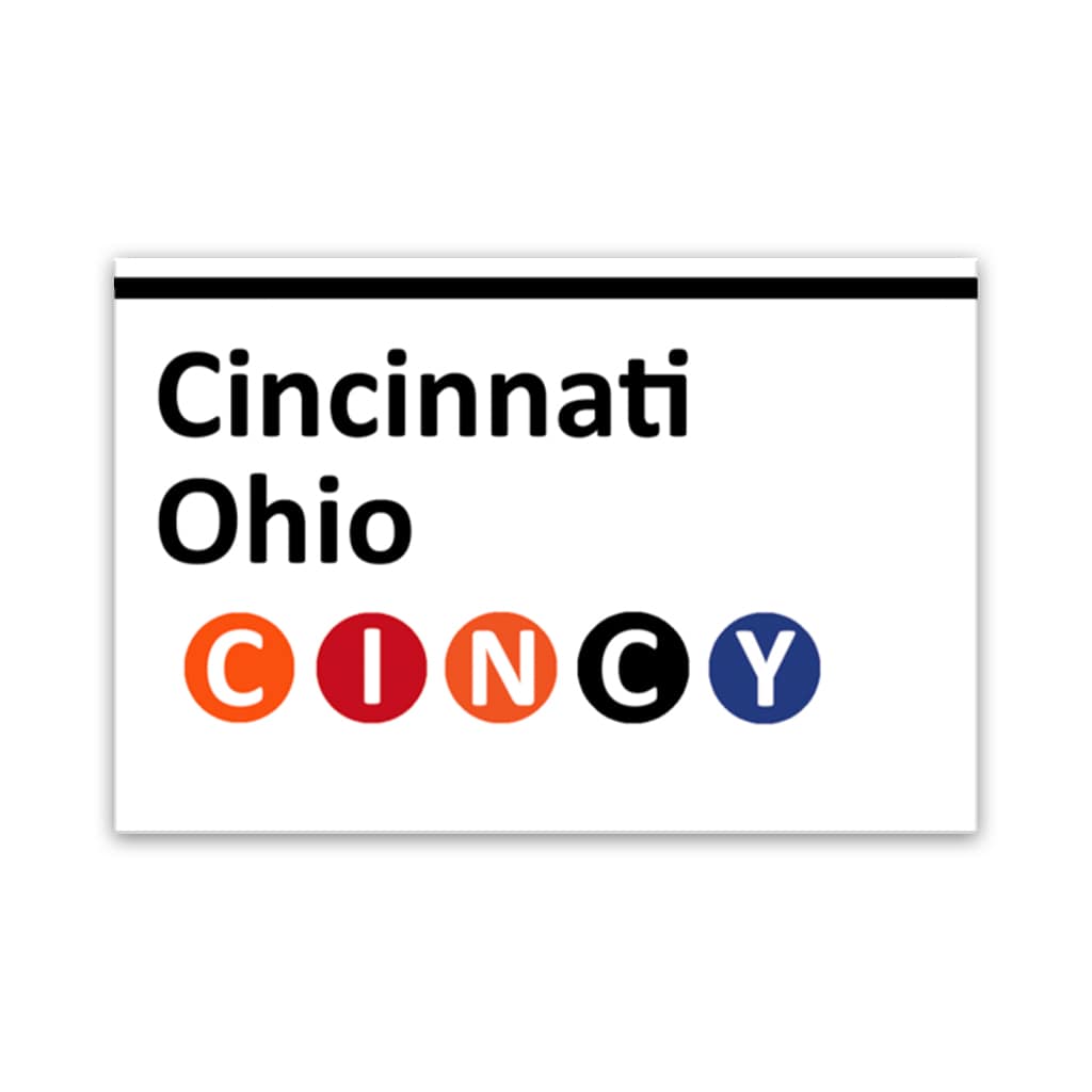Cincinnati Subway Sign Canvas Wall Art Print - White