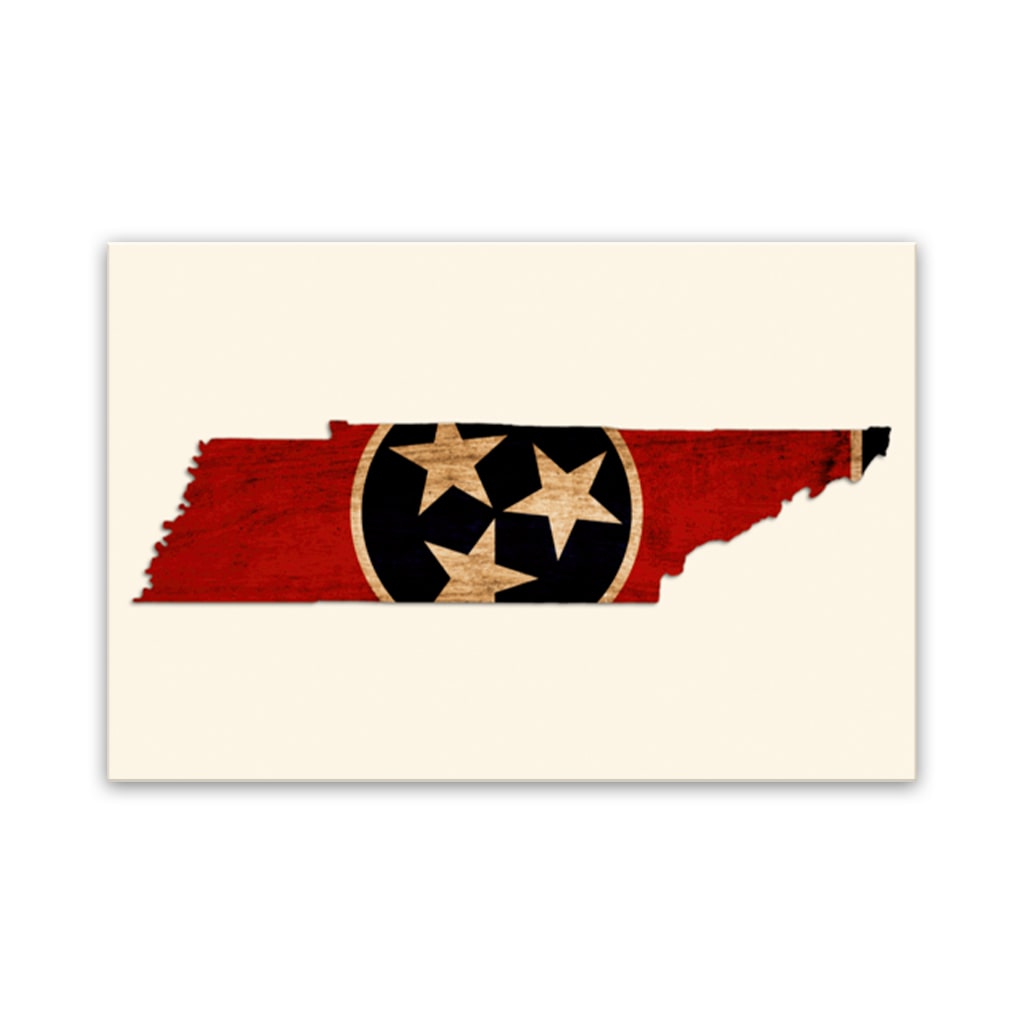 Rustic Tennessee Flag Silhouette Canvas Wall Art Print