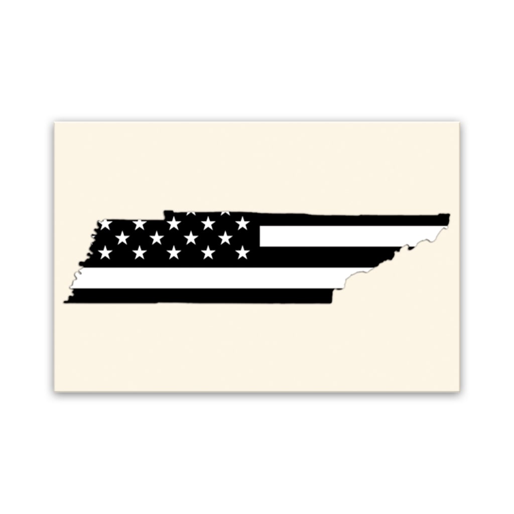 Tennessee Black & White American Flag Silhouette Canvas Wall Art Print