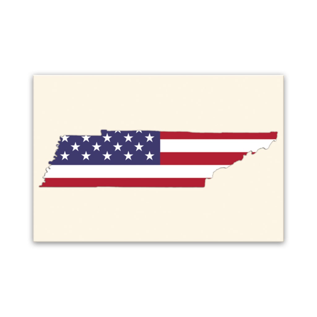 Tennessee American Flag Silhouette Canvas Wall Art Print