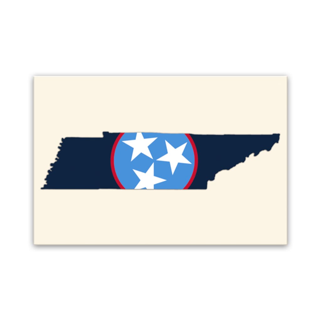 Navy & Teal Tennessee Flag Silhouette Canvas Wall Art Print