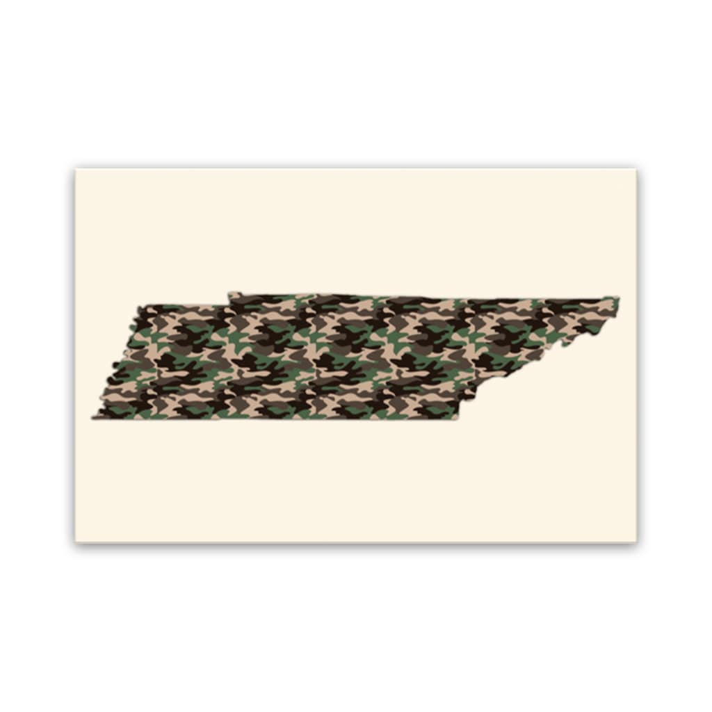 Tennessee Woodland Camo Silhouette Canvas Wall Art Print
