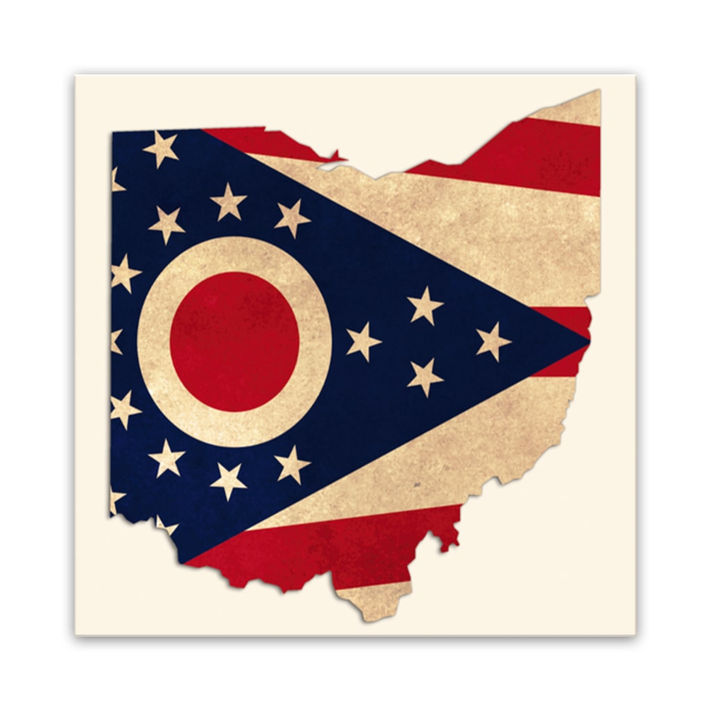 Distressed Ohio Flag Silhouette Canvas Wall Art Print