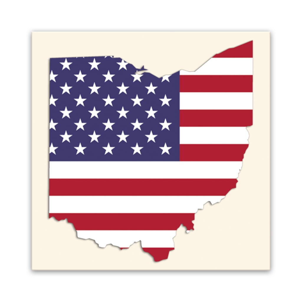 Ohio American Flag Silhouette Canvas Wall Art Print