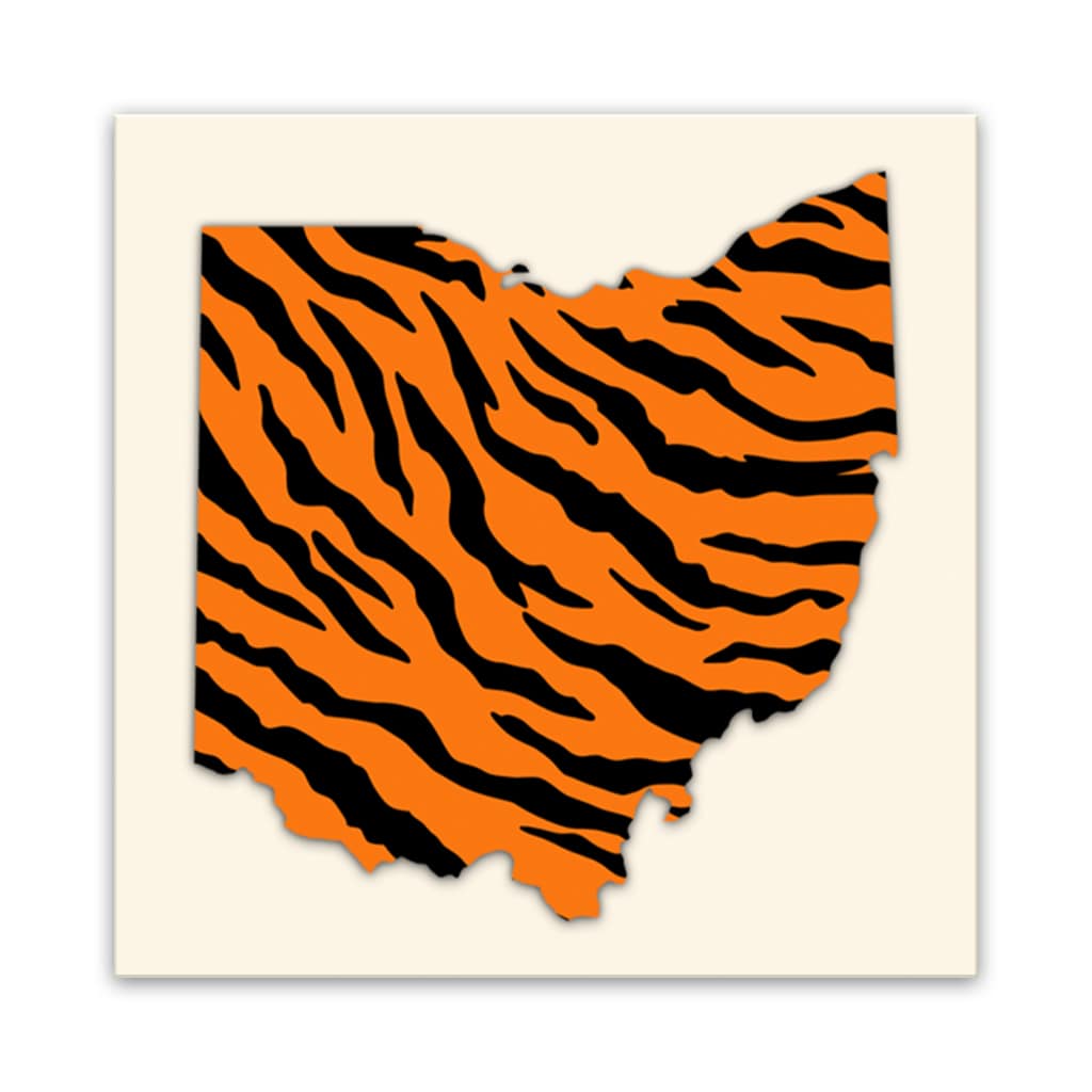 Ohio Tiger Stripe Silhouette Canvas Wall Art Print