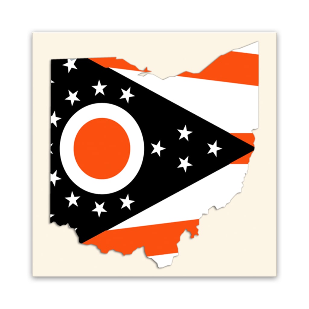 Brown and Orange Ohio Flag Silhouette Canvas Wall Art Print