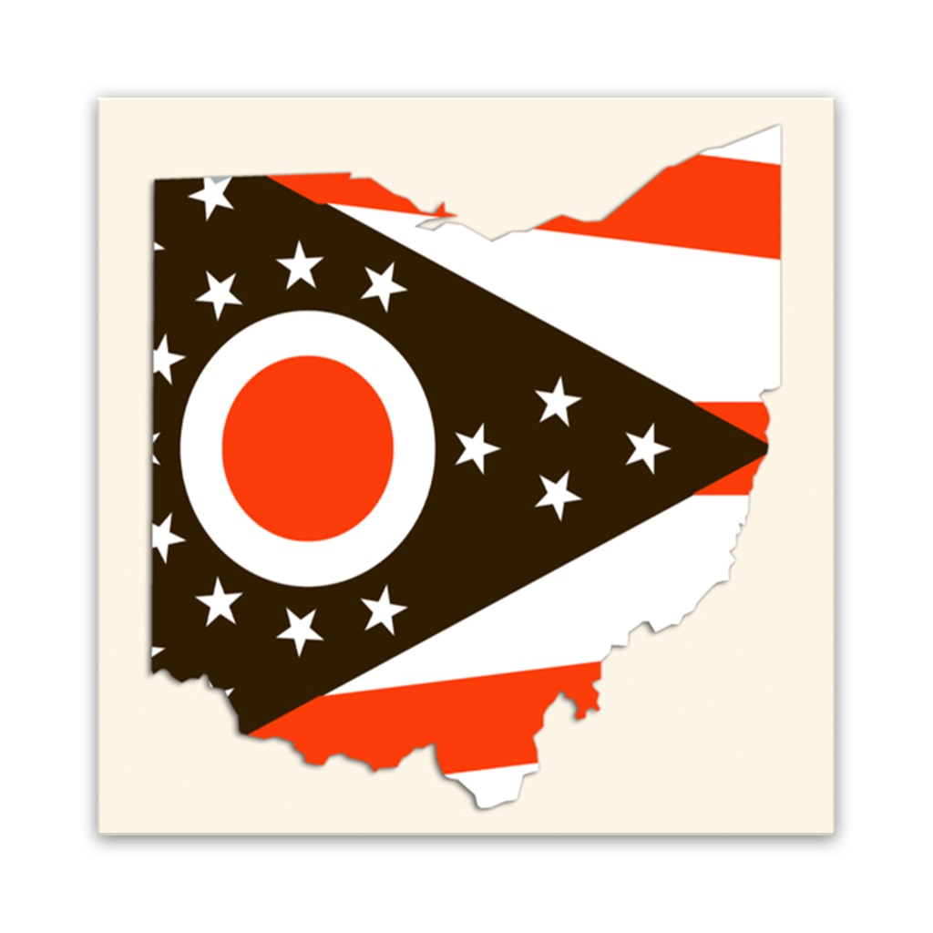 Brown and Orange Ohio Flag Silhouette Canvas Wall Art Print