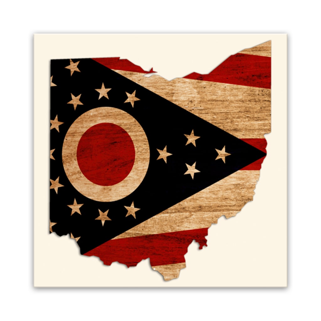 Rustic Ohio Flag Silhouette Canvas Wall Art Print