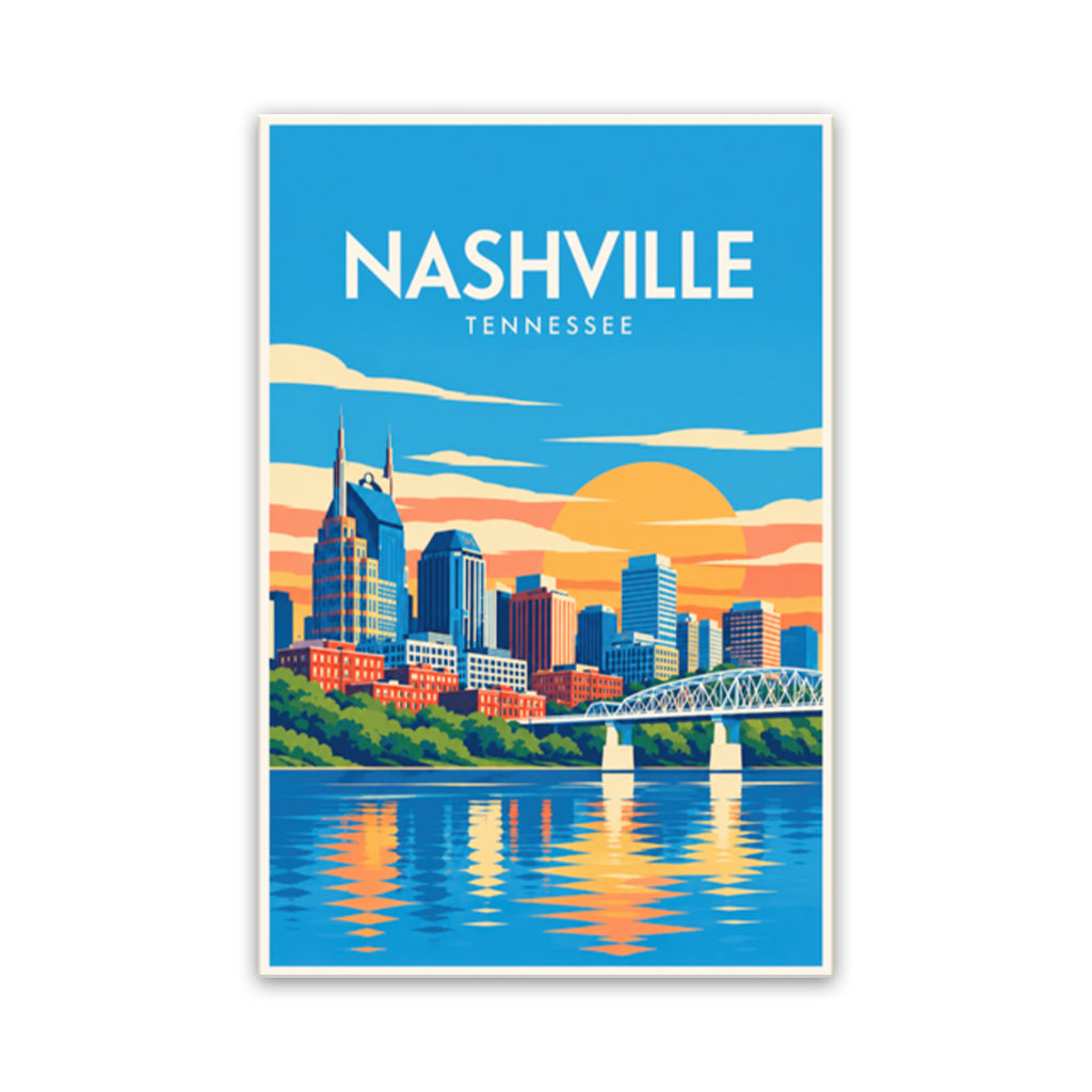 Nashville Travel Poster Canvas Wall Art Print