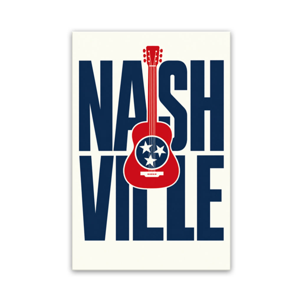 Nashville Guitar Poster Canvas Wall Art Print