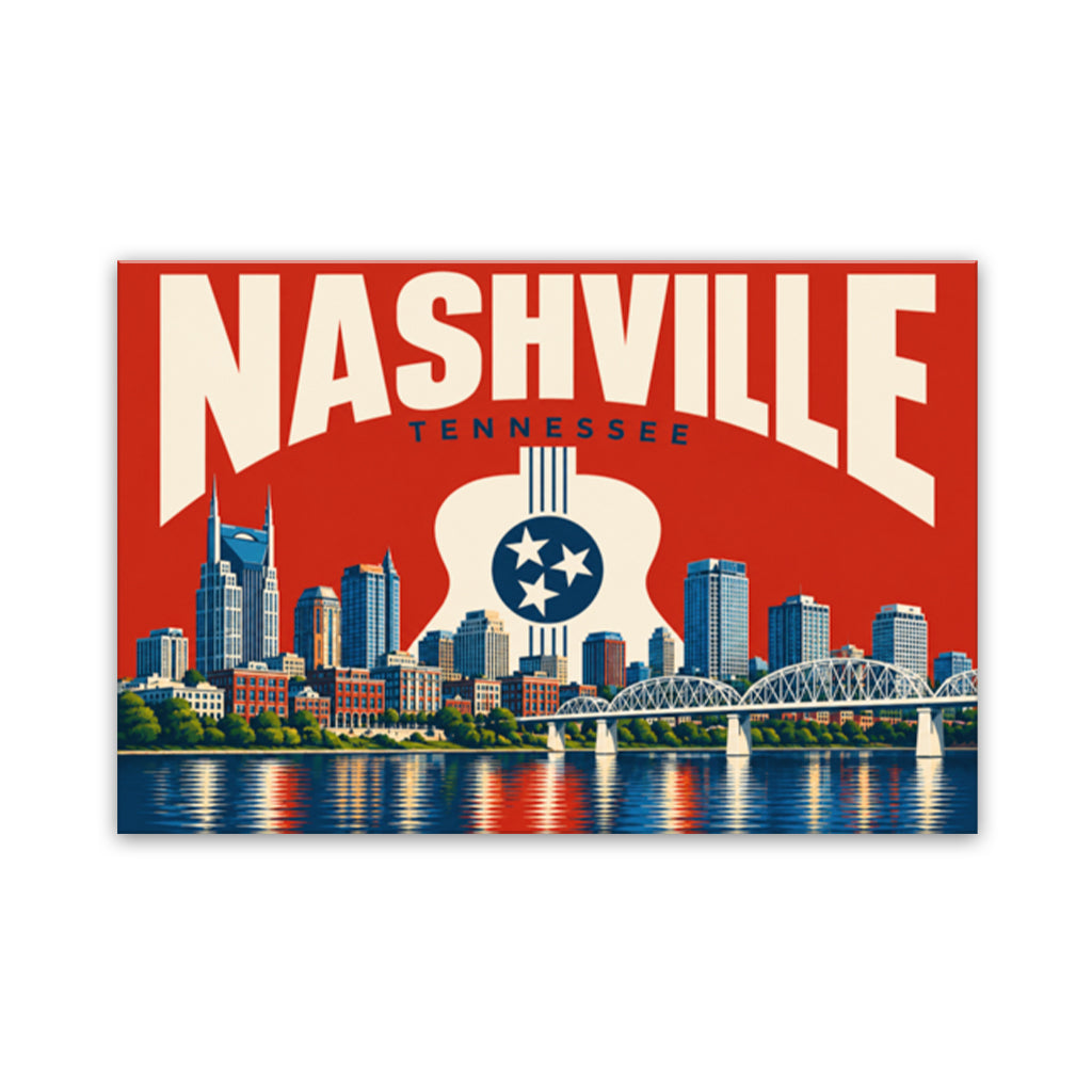 Nashville Skyline Guitar Canvas Wall Art Print