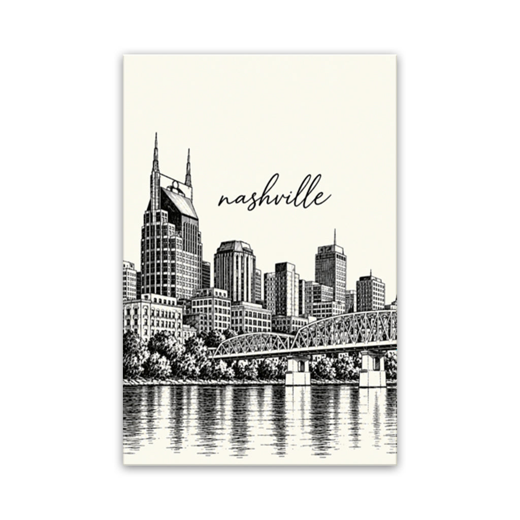 Nashville Sketch Canvas Wall Art Print