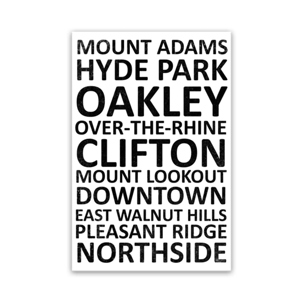 Cincinnati Neighborhood Canvas Wall Art Print - White
