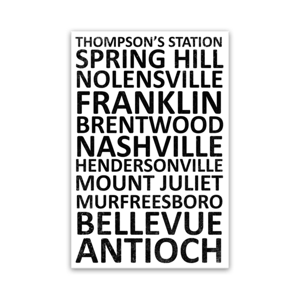 Nashville Suburbs Canvas Wall Art Print - White