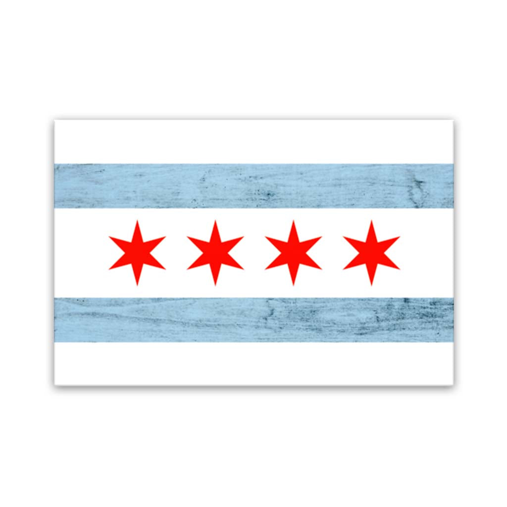 Rustic Chicago Flag Canvas Wall Art Print