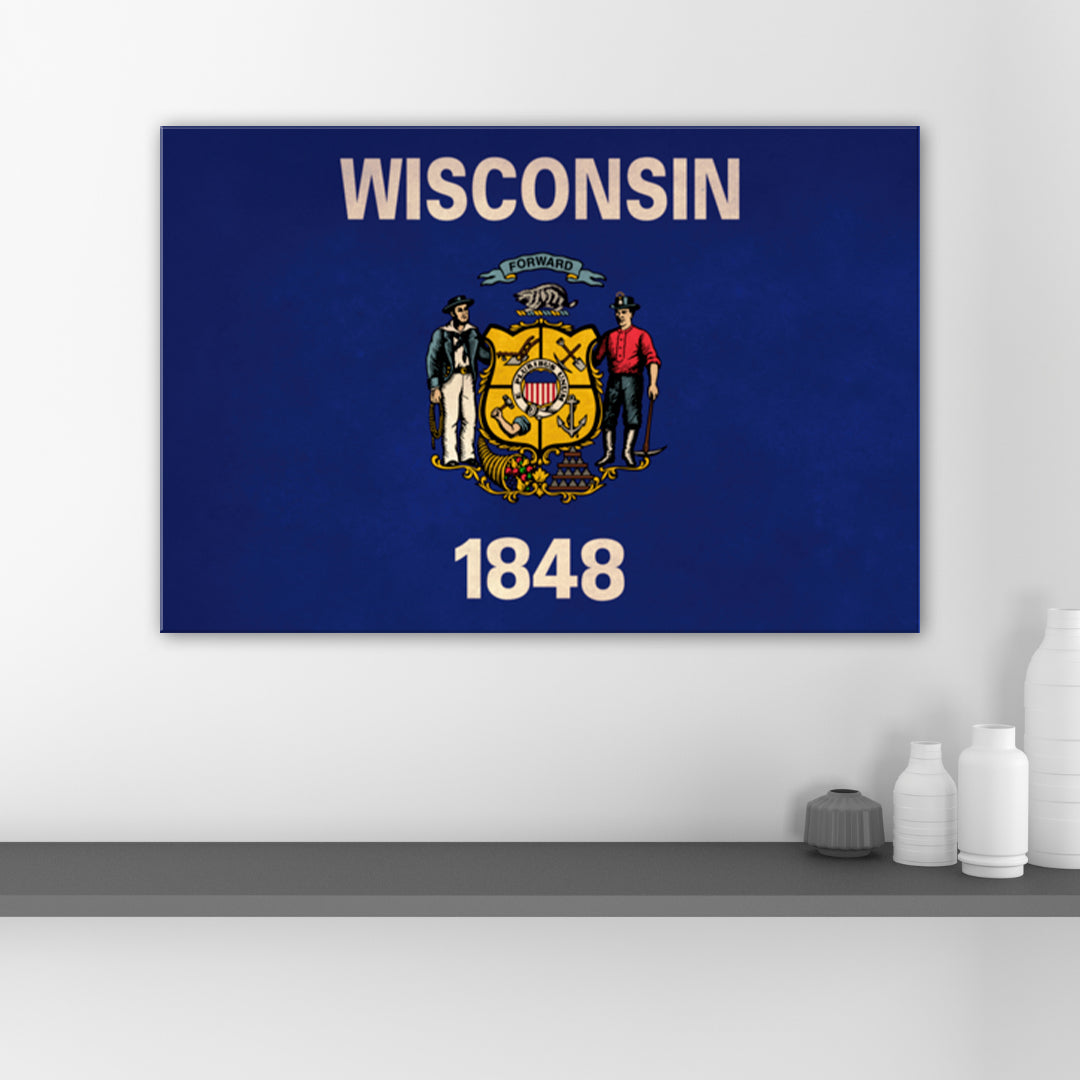 Distressed Wisconsin Flag Canvas Art Print