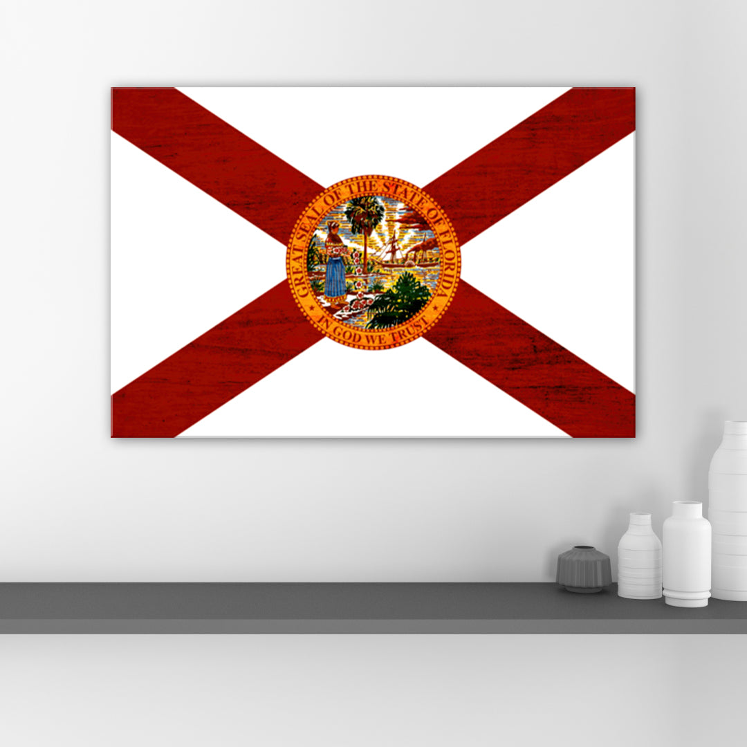 Rustic Florida Flag Canvas Art Print