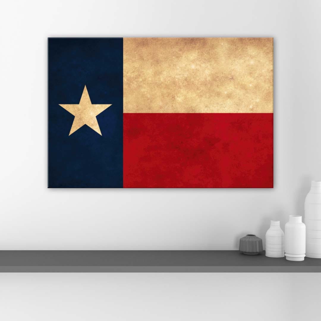 Distressed Texas Flag Canvas Wall Art Print