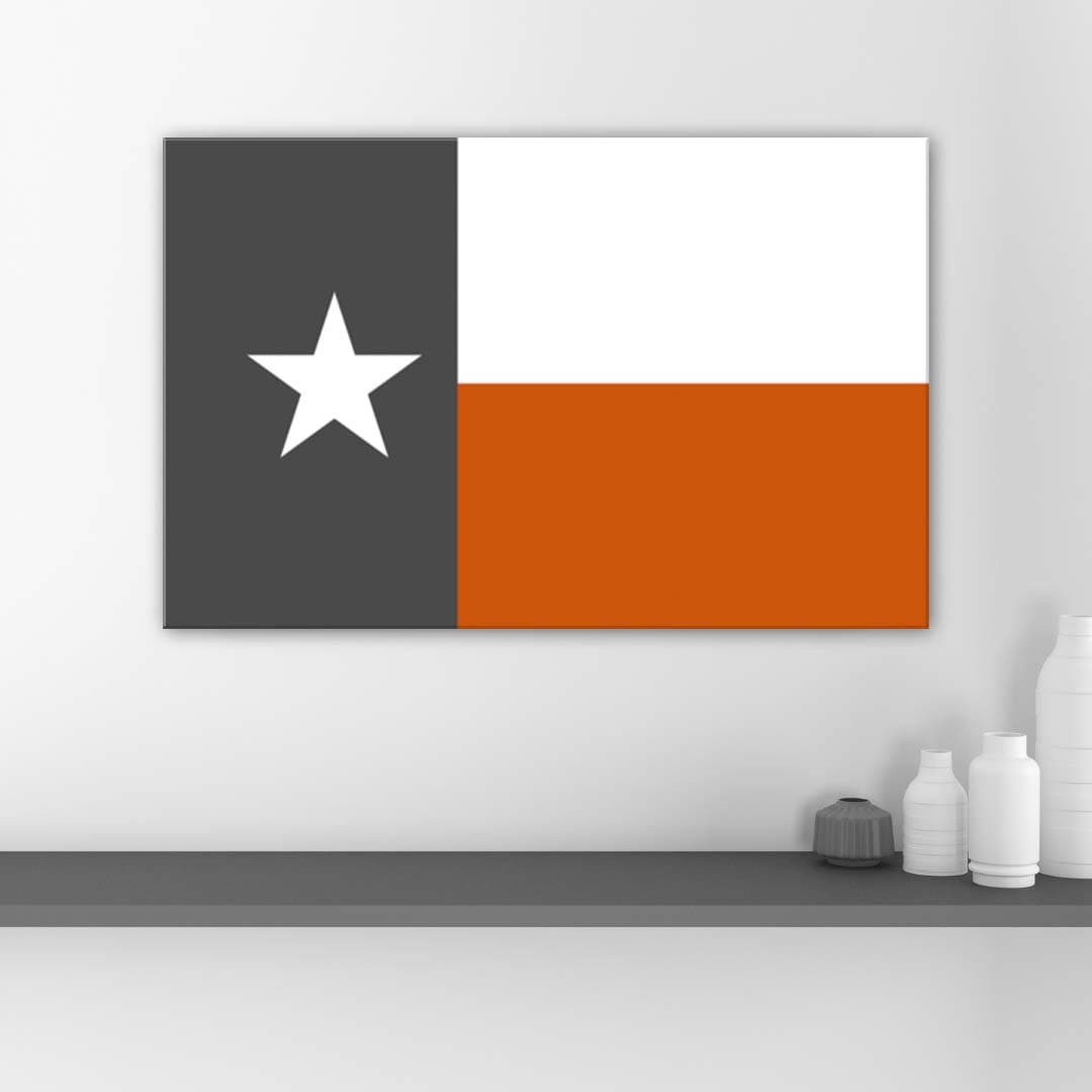 Burnt Orange and Gray Texas Flag Canvas Wall Art Print