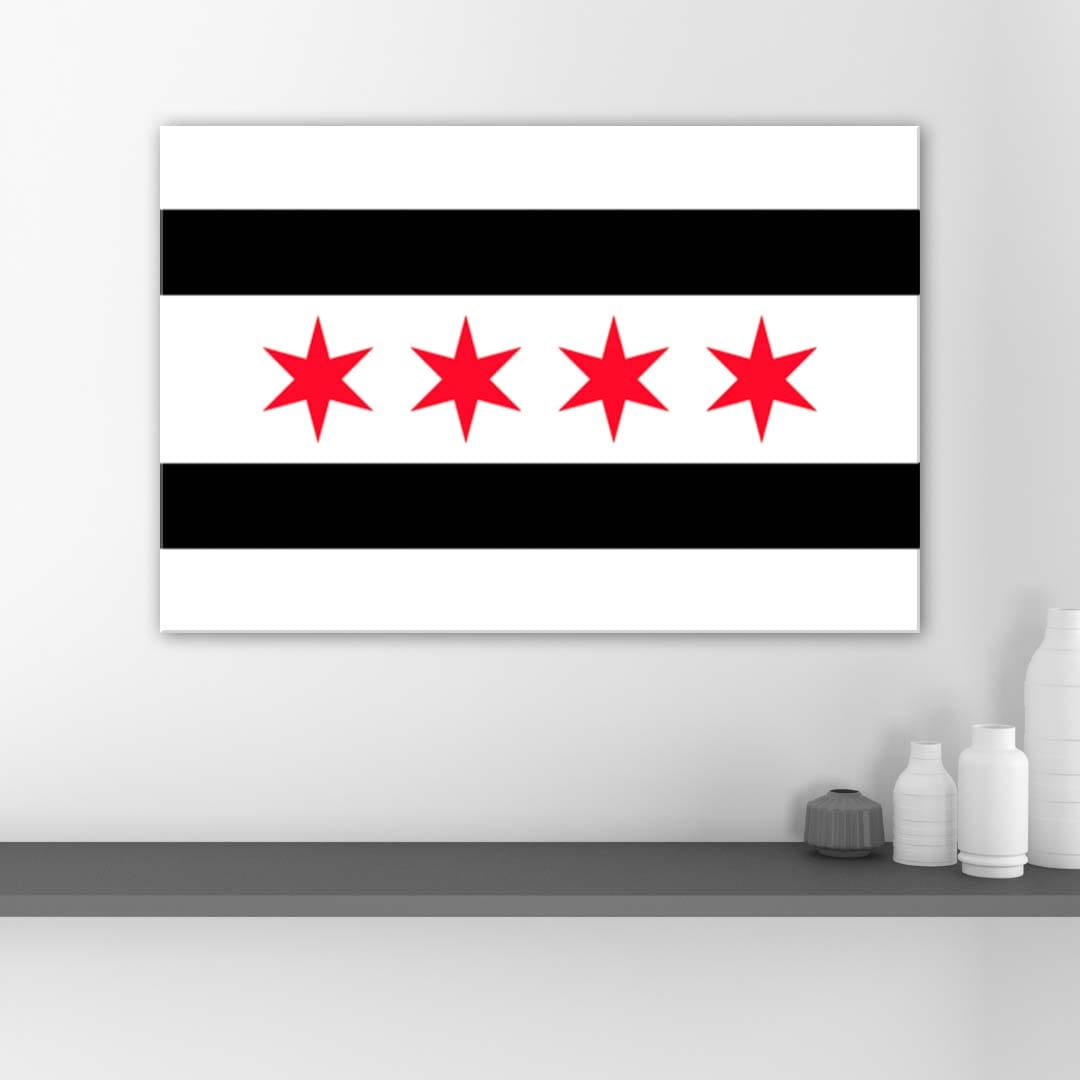 Black & Red Chicago Flag Canvas Wall Art Print