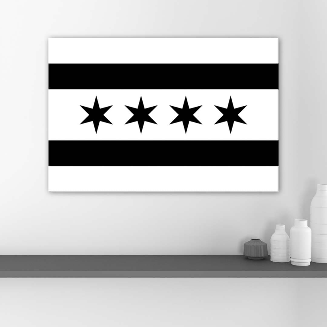 Black & White Chicago Flag Canvas Wall Art Print