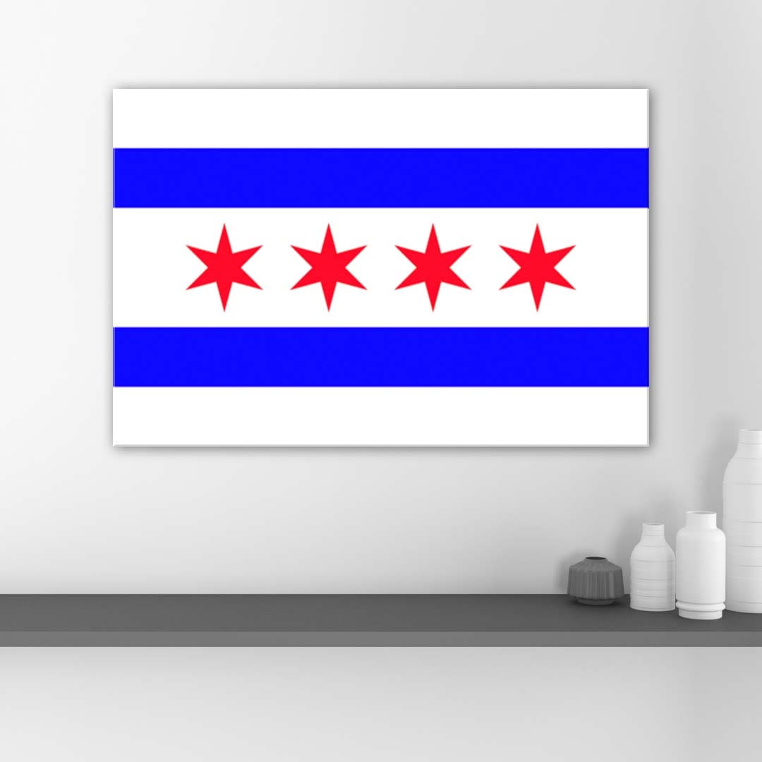 Blue & Red Chicago Flag Canvas Wall Art Print