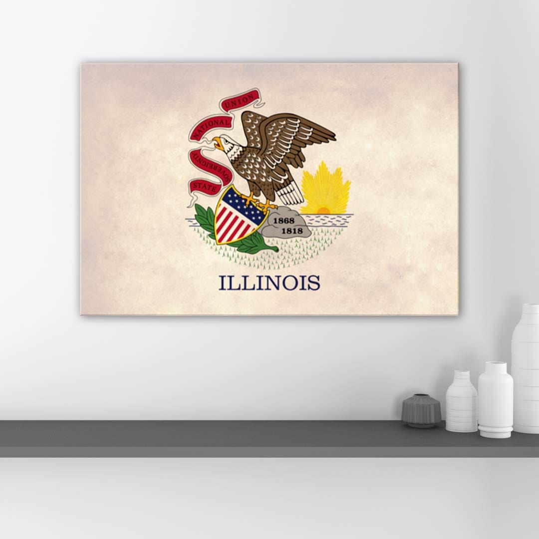Distressed Illinois Flag Canvas Wall Art Print