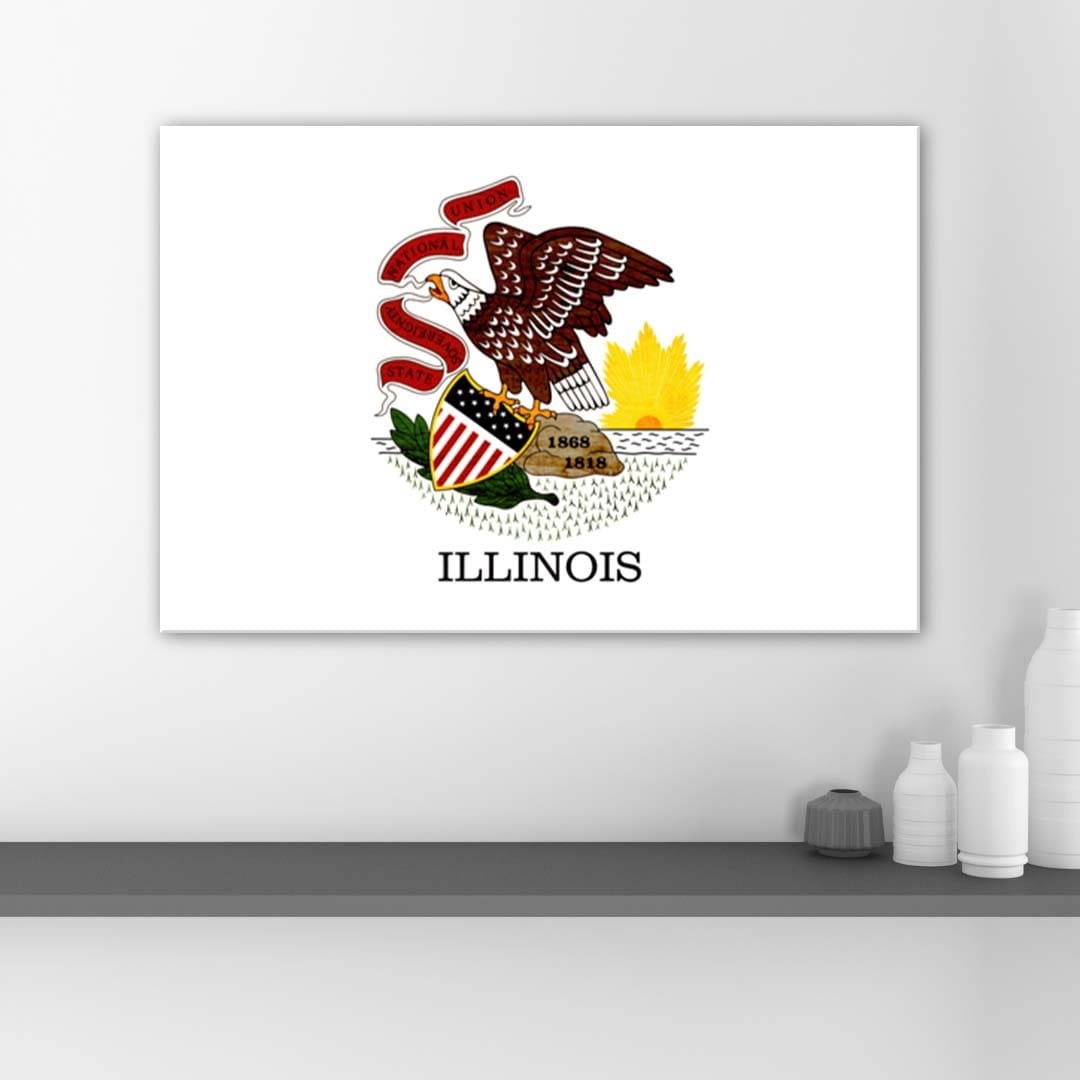 Rustic Illinois Flag Canvas Wall Art Print