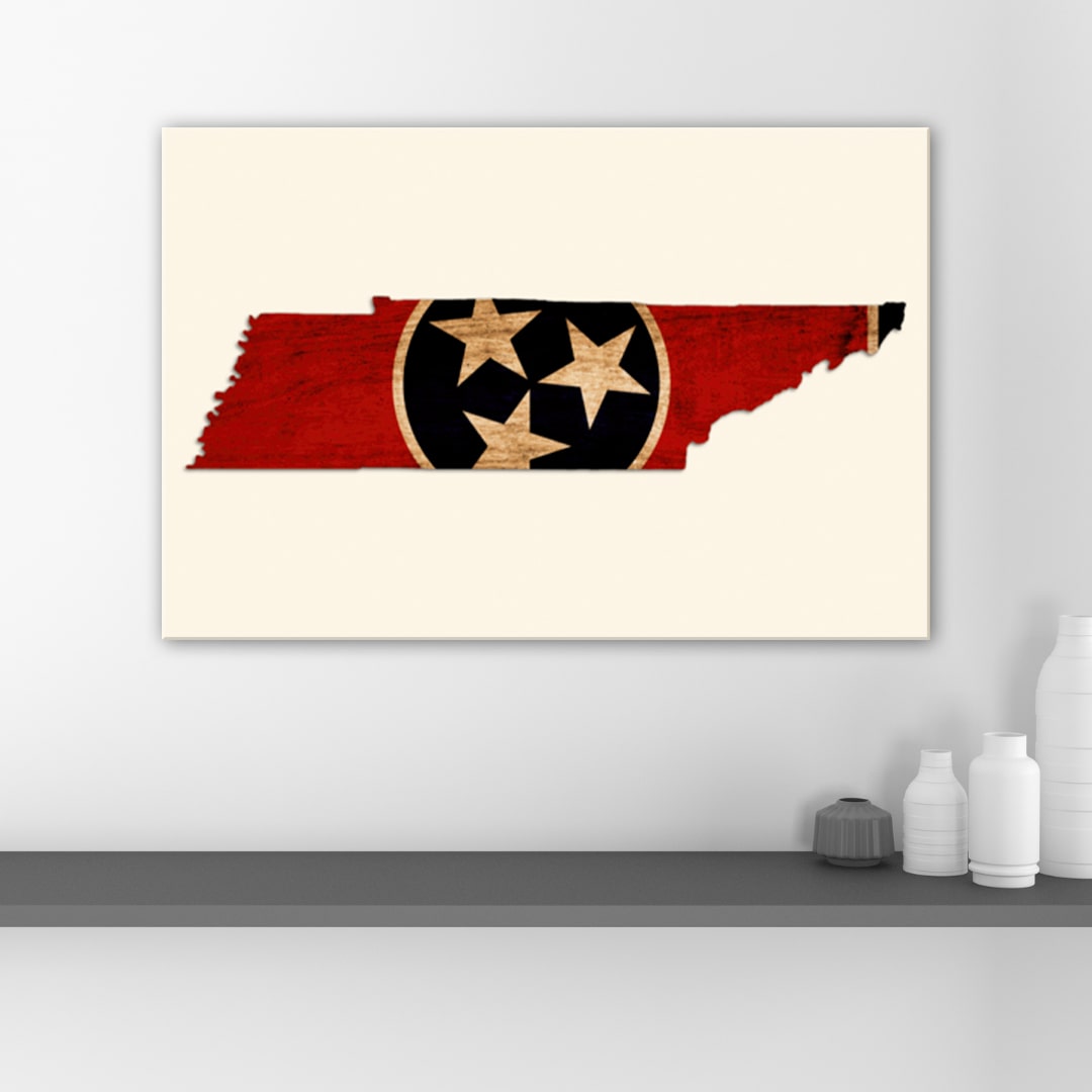 Rustic Tennessee Flag Silhouette Canvas Wall Art Print