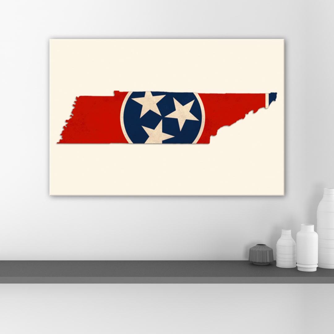 Distressed Tennessee Flag Silhouette Canvas Wall Art Print